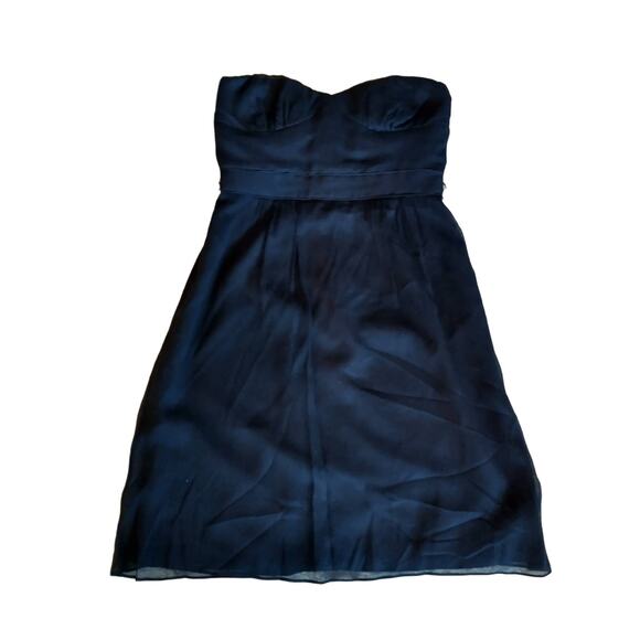J. Crew Women's Dress Sweetheart Neckline 100% Silk Navy Size 4 Formal Romantic - Picture 6 of 16